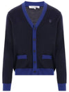 Bold Fox Head Patch Two-Tone Cardigan Ink Blue - MAISON KITSUNE - BALAAN 1