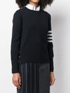 4-Bar Milano Stitch Crew Neck Knit Top Navy - THOM BROWNE - BALAAN 3