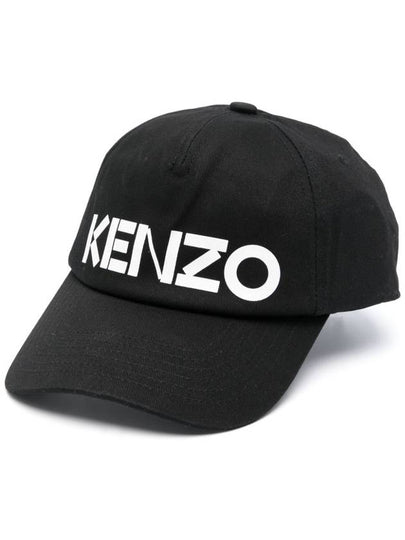 Paris Logo Print Cotton Ball Cap Black - KENZO - BALAAN 2