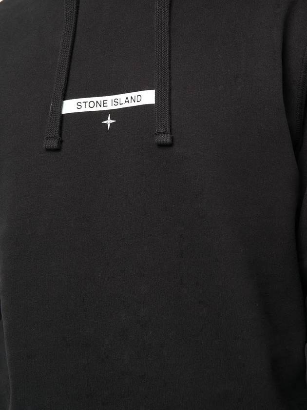 Micro Logo Print Hoodie Black - STONE ISLAND - BALAAN 4