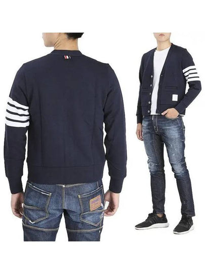 Classic V-Neck 4 Bar Stripe Cardigan Navy - THOM BROWNE - BALAAN 2