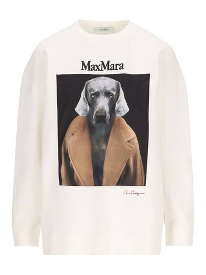 Embroidered Logo Crewneck Sweatshirt White - MAX MARA - BALAAN 2