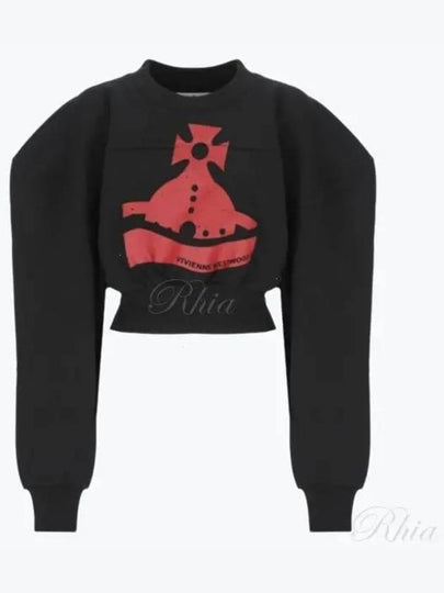 Sunken ORB Cropped Sander Sweatshirt Black - VIVIENNE WESTWOOD - BALAAN 2