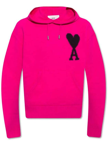 Big Heart Logo Wool Hoodie Pink - AMI - BALAAN 1