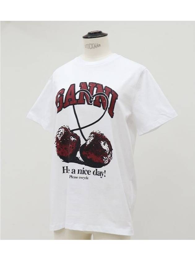 Logo cherry print short sleeve t-shirt - GANNI - BALAAN 4