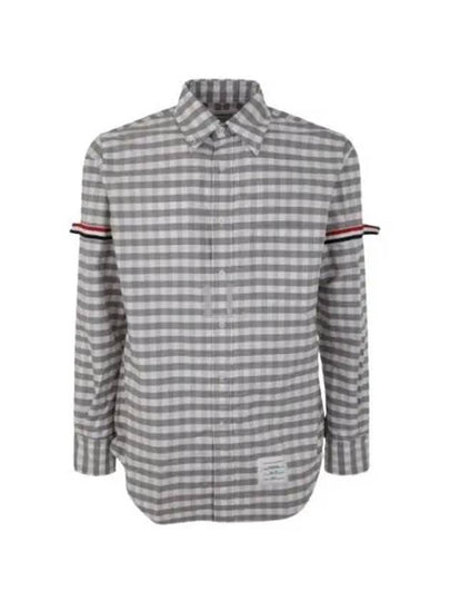 Men's Check Oxford Long Sleeve Shirt Grey - THOM BROWNE - BALAAN 2