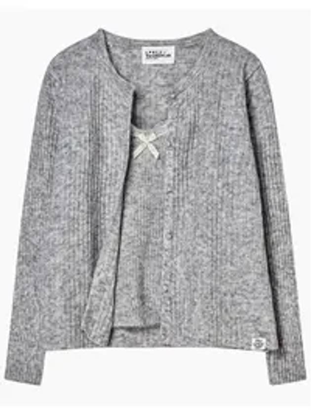 Lace Detail Top Cardigan Set Melange Grey - THE GREEN LAB - BALAAN 1