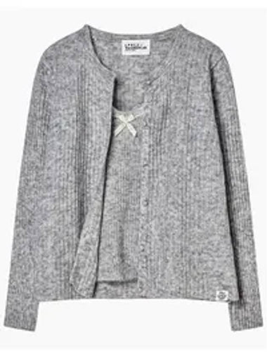 Lace Detail Top Cardigan Set Melange Grey - THE GREEN LAB - BALAAN 1