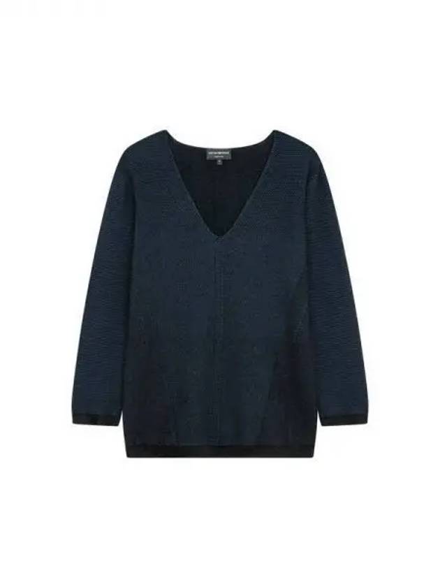 Women s deep V neck ribbed knit navy 271495 - EMPORIO ARMANI - BALAAN 1