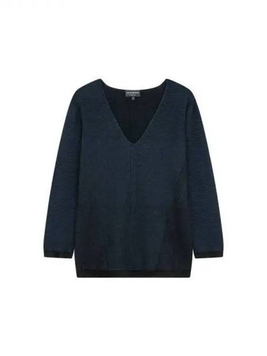 Women s deep V neck ribbed knit navy 271495 - EMPORIO ARMANI - BALAAN 1