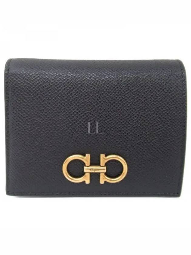 Gancini Compact Half Wallet Blue - SALVATORE FERRAGAMO - BALAAN 2