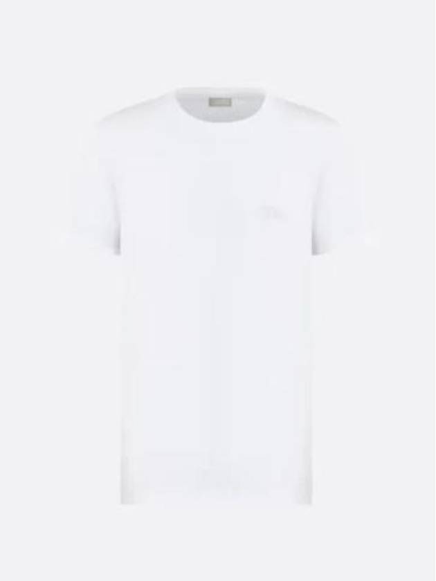 Embroidered Logo Cotton Jersey Short Sleeve T-Shirt White - DIOR - BALAAN 2