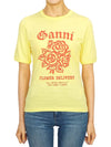 Cotton Flower Logo Short Sleeve T-Shirt Yellow - GANNI - BALAAN 2