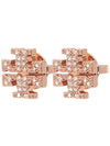 Crystal Logo Stud Earrings Rose Gold - TORY BURCH - BALAAN 2