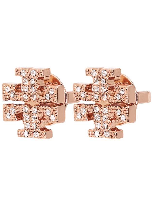 Crystal Logo Stud Earrings Rose Gold - TORY BURCH - BALAAN 3