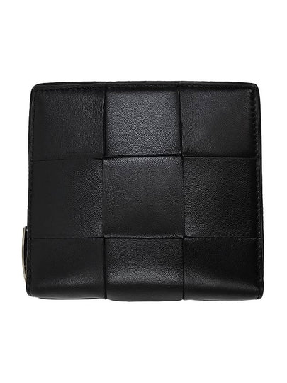 Cassette Compact Zip Around Small Leather Half Wallet Black - BOTTEGA VENETA - BALAAN 2