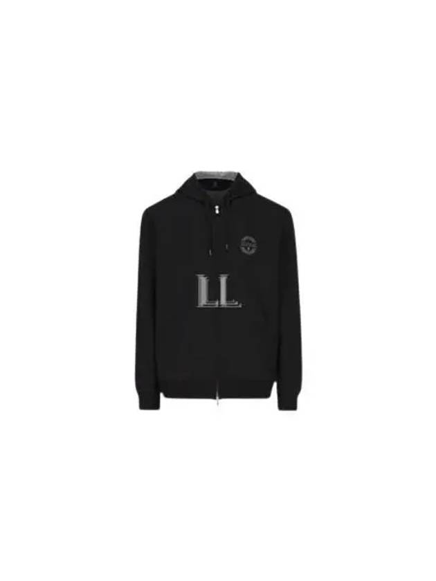 Logo Print Double Fleece Zip Up Hoodie Black - BRUNELLO CUCINELLI - BALAAN 2