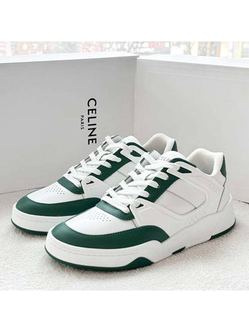 CT 07 Trainer Low Sneakers White Dark Green - CELINE - BALAAN 1