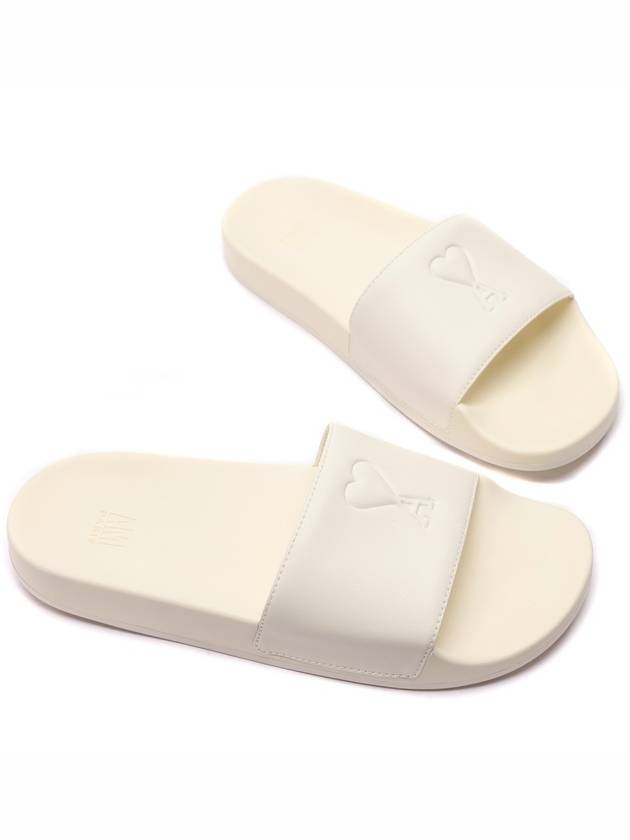 Embossed Heart Logo Slippers Offwhite - AMI - BALAAN 6