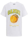 Women's Relaxed Peach Print Short Sleeve T-Shirt White - GANNI - BALAAN 2