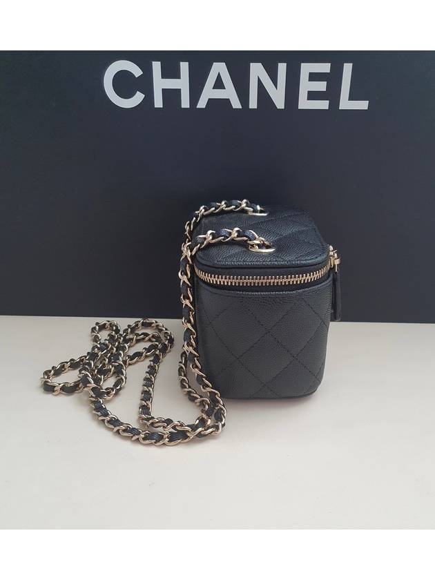 Caviar Vanity Bag Square Chain Cosmetic Case Black Cross AP1340 Mini - CHANEL - BALAAN 6