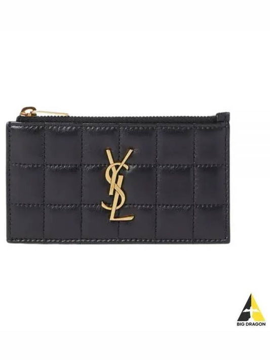 Cassandra Matelasse Leather Card Wallet Black - SAINT LAURENT - BALAAN 2