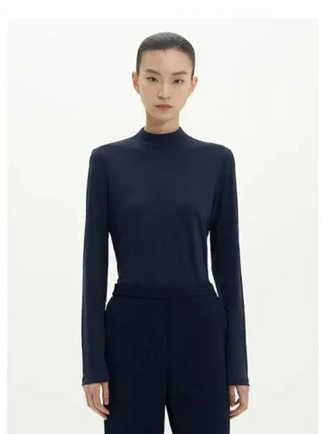 Women s Apex Cotton Long Sleeve T Shirt Tiny Turtleneck Nocturne Navy Domestic Product GM0024070550934 - THEORY - BALAAN 1