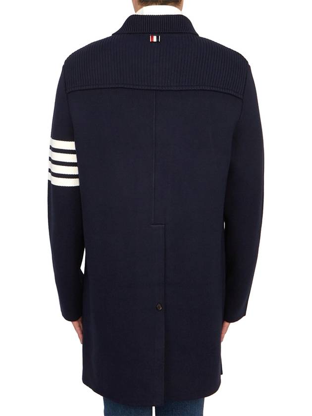 Cotton Cashmere Interlock 4-Bar Polo Collar Overcoat Navy - THOM BROWNE - BALAAN 6