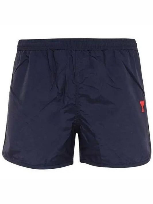 Heart Logo Swim Shorts Navy Blue - AMI - BALAAN 2