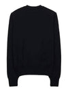 Heart Embroidered Logo Crew Neck Knit Top Black - AMI - BALAAN 3