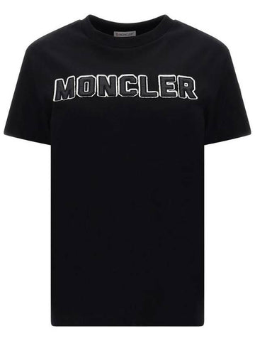 Maglia Logo Cotton Short Sleeve T-Shirt Black - MONCLER - BALAAN 1