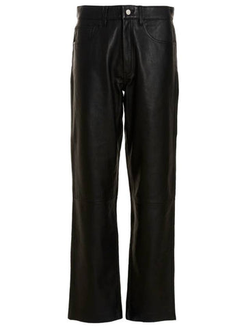 Loose Leather Straight Pants Black - SUNFLOWER - BALAAN 1