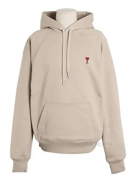 Embroidered Logo Organic Cotton Hoodie Beige - AMI - BALAAN 2