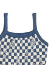 Women's Checkerboard Optical Illusion Sleeveless Knit One Piece Navy I4SO01NV - IOEDLE - BALAAN 3