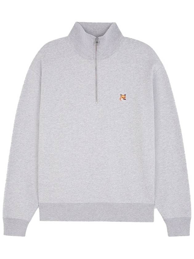 Fox Head Patch Half Zipper Sweatshirt Light Grey Melange - MAISON KITSUNE - BALAAN 2