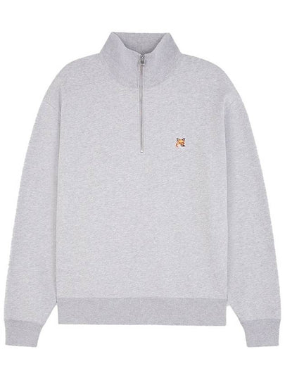 Fox Head Patch Half Zipper Sweatshirt Light Grey Melange - MAISON KITSUNE - BALAAN 2