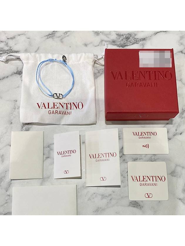 Silver V Logo Signature Bracelet Blue - VALENTINO - BALAAN 4