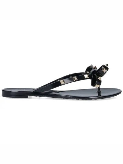 Rubber Rockstud Flip Flops Black - VALENTINO - BALAAN 2