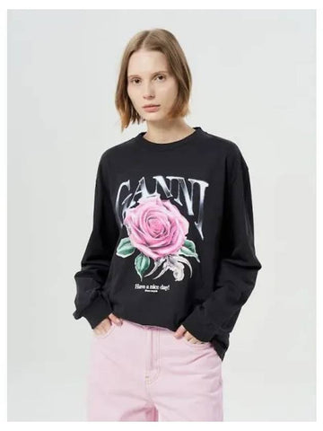 Future Heavy Jersey Rose Long Sleeve T Shirt Ash Domestic Product GM0024092545798 - GANNI - BALAAN 1