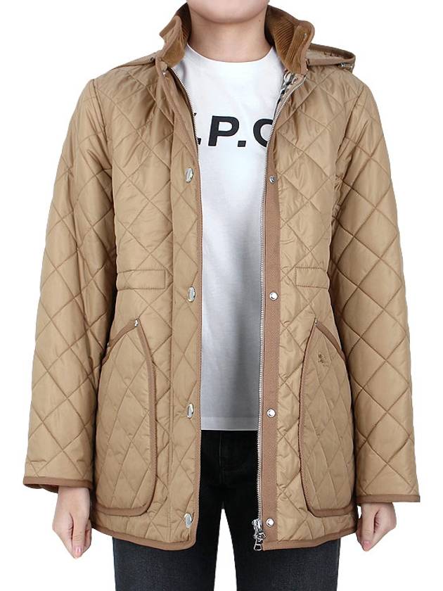 Diamond Quilted Nylon Jacket Archive Beige - BURBERRY - 4