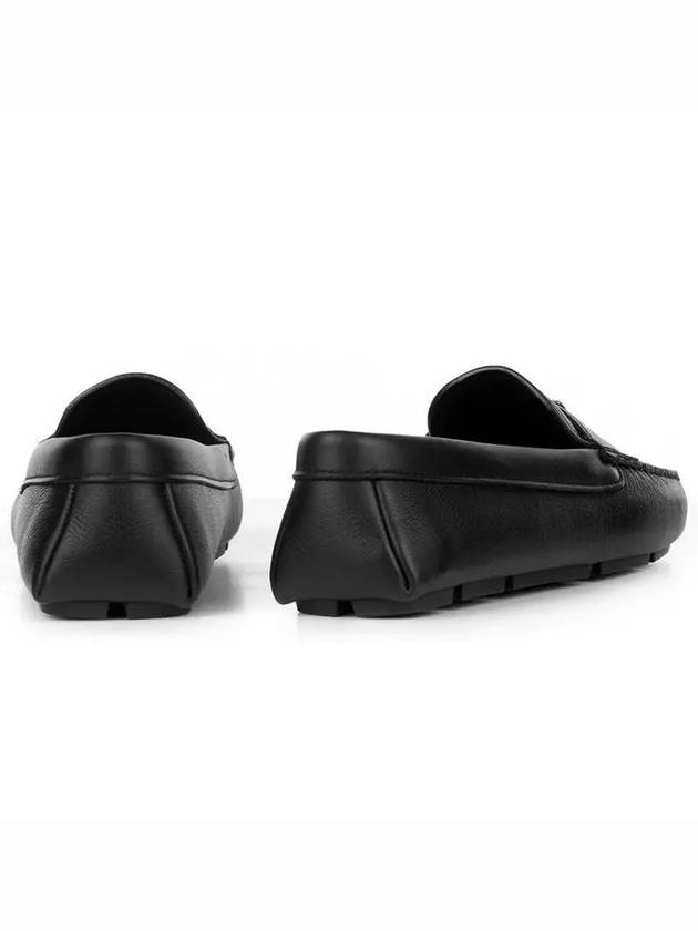 Triangle Logo Leather Driving Shoes Black - PRADA - BALAAN 7