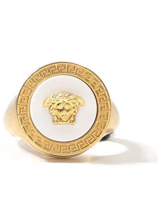 Men's Enamel Medusa Ring Gold White - VERSACE - BALAAN 2