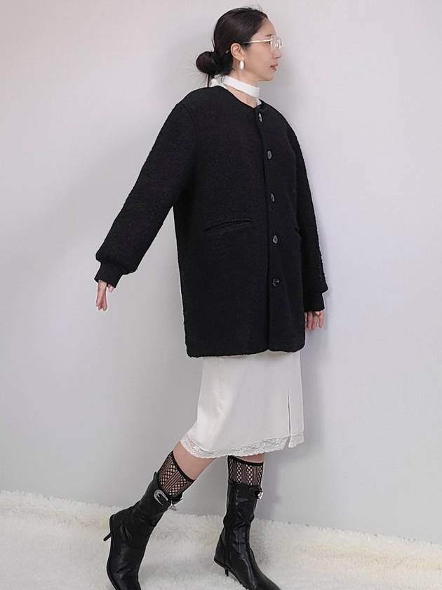Women's Collarless Stitching Simple Long Jacket Black - PRETONE - BALAAN 3