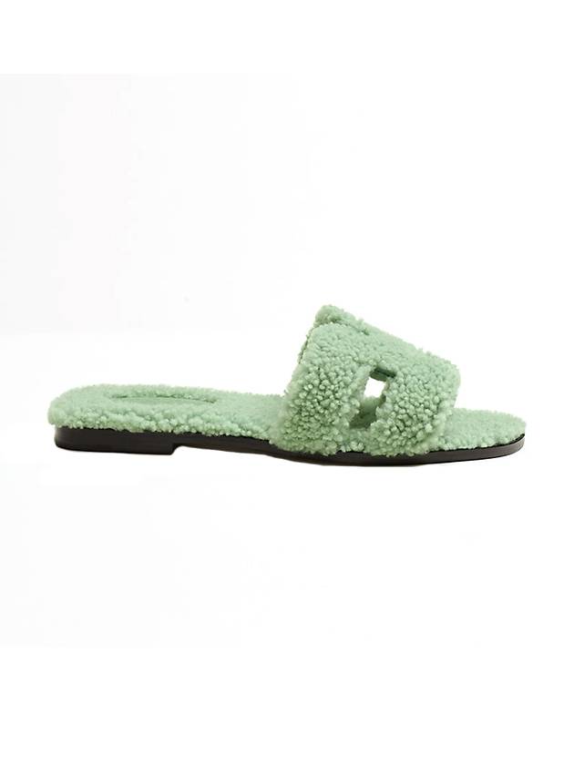 Oran Shearling Sandals Verdot - HERMES - BALAAN.