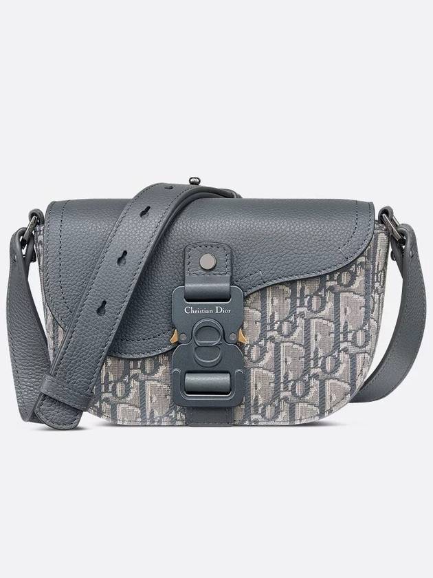 Saddle Mini Flap Messenger Bag Deep Gray Dior Obliq - DIOR - BALAAN 1