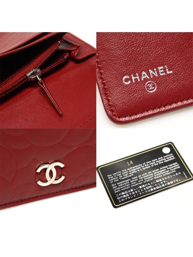 Women s Chanel A36544 Red Lambskin Camellia Silver CC Logo Long Wallet 14th Unit gt Gangbuk used luxury goods - CHANEL - BALAAN 8