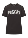 Glitter Brushed Logo Short Sleeve T-shirt Black - MSGM - BALAAN 2