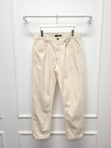 White Cream Logo Patch Denim Pants Trousers 32 34 - FENDI - BALAAN 1