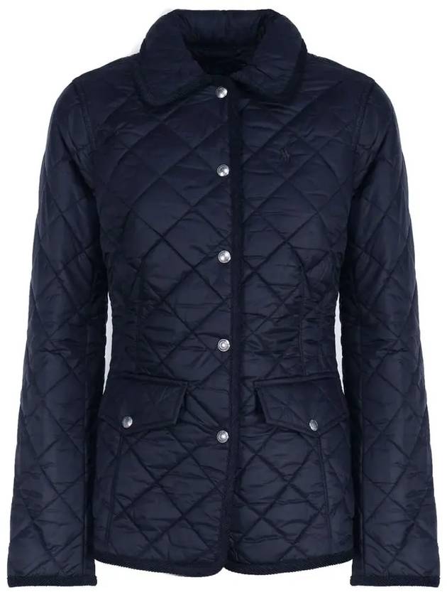 Pony Embroidered Diamond Quilted Slim Fit Jacket Navy - POLO RALPH LAUREN - BALAAN 3