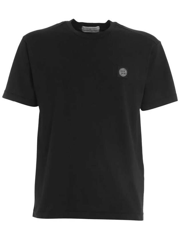 Logo Patch Short Sleeve T-Shirt Black - STONE ISLAND - BALAAN 2